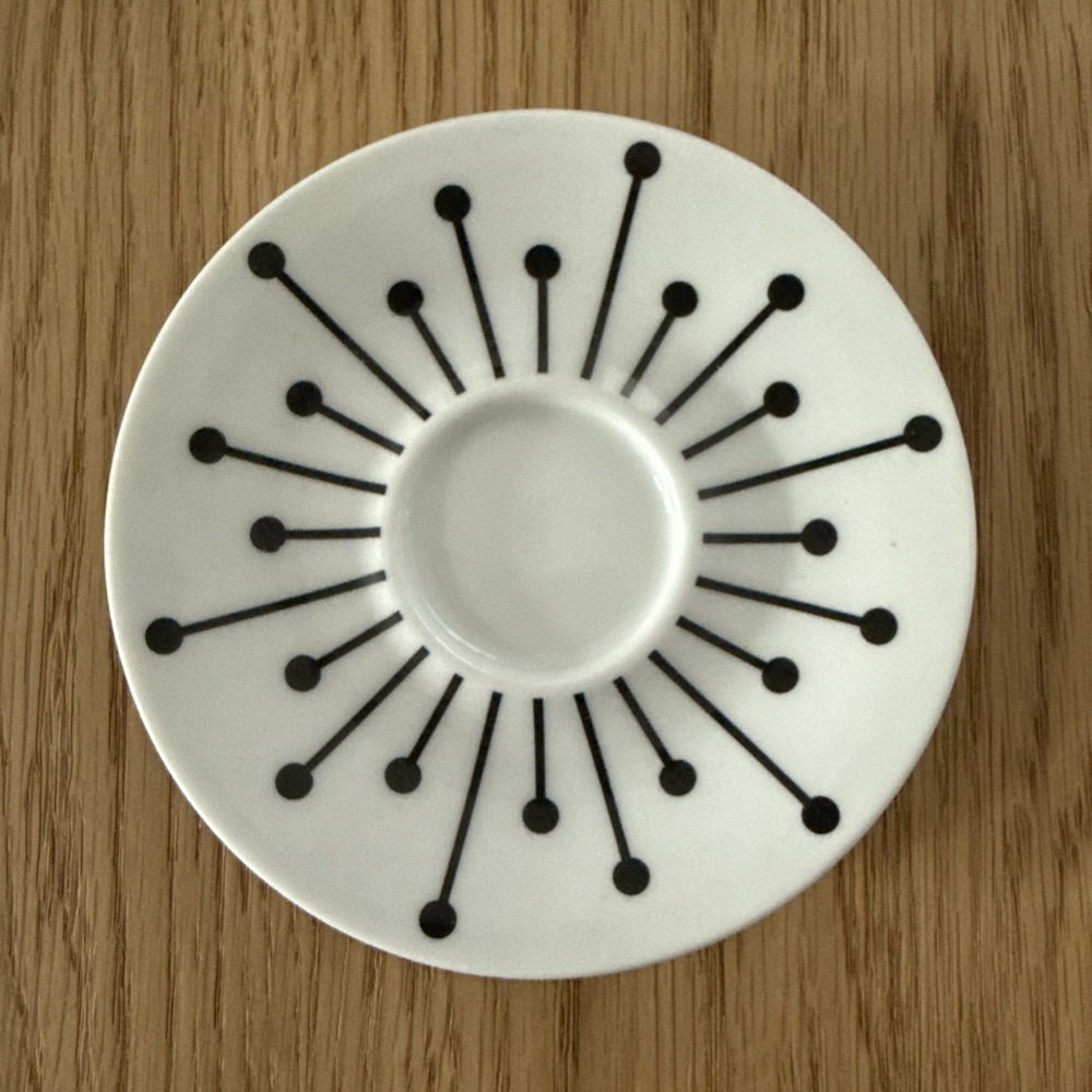 BODUM Paula Espresso Demitasse 4.7" Saucer Black White Mod Lines Dots
